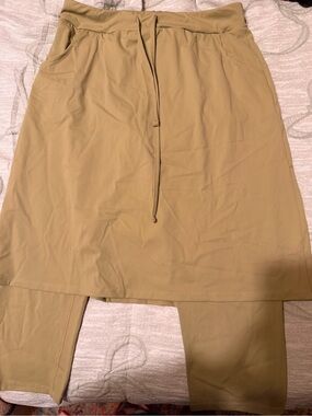 Everyday Drawstring Skirted Leggings - Sage green